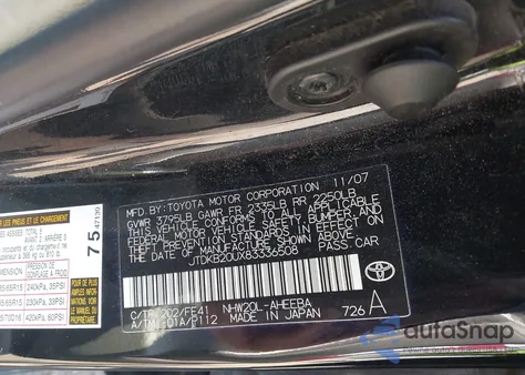 2008 Toyota Prius z USA, uszkodzony, nr VIN JTDKB20UX83336508